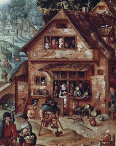 Taverna, falusi jelenet részlete, Hans Bol (1534-1593) festménye