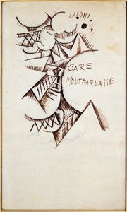 Gare Montparnasse rajz kínai tussal és ceruzával Hans Bolz (1885-1918) 1912 Magángyűjtemény alkotó: Hans Bolz