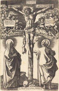 Krisztus a kereszten a Szűzanyával és Szent Jánossal alkotó: Hans Brosamer