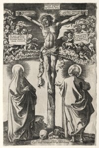 Krisztus a kereszten a szűz és Szent János között, 1542.