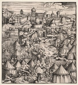 Der Weisskunig A fehér király: Padova ostroma, 1512-1515. alkotó: Hans Burgkmair