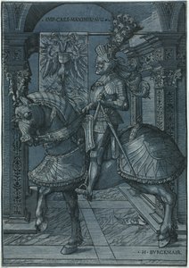 Maximilian császár lovas portréja, 1508. alkotó: Hans Burgkmair