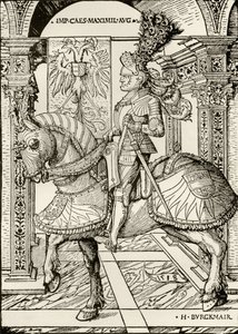 Habsburg I. Maximilian, Alfred Whitman „A nyomatgyűjtő kézikönyvéből”, George Bell und Sons, 1901 alkotó: Hans Burgkmair