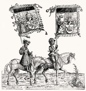 Két lovas lovag, Maximilians diadalmenetéből, 1516-1818 alkotó: Hans Burgkmair