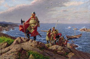 Leif Eriksson felfedezi Amerikát (olaj, vászon)