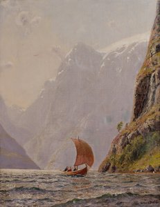 Vitorlázás a fjordban (olaj, vászon)