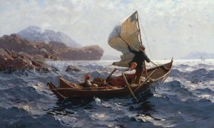 Nő, férfi és gyermek egy Oselverben alkotó: Hans Dahl