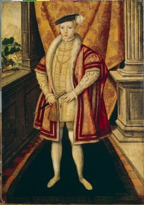 VI. Edward angol és ír király portréja (1537-1553) (VI. Edward angol király portréja). a Tudor-dinasztia harmadik uralkodója, ő volt az első protestáns uralkodó, aki trónra lépett. Hans Eworth (Ewouts) festménye (kb