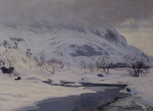 Hegyi táj, tél alkotó: Hans Fredrik Henriksen Borgen