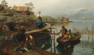 Horgászat után (Haza a horgászatból) alkotó: Hans Gude