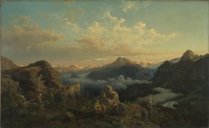 Norvég felföld Sunrise-ban alkotó: Hans Gude