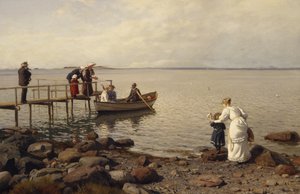 Nyári élet a tengerparton alkotó: Hans Gude
