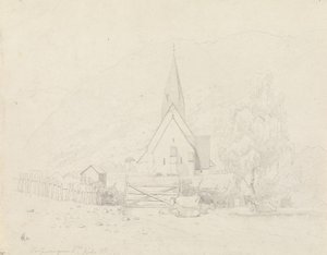 Vossevangen a Voss templommal alkotó: Hans Gude