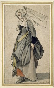 Egy fiatal angol nő, 16. század (toll, tinta és WC papíron) alkotó: Hans Holbein der Jüngere