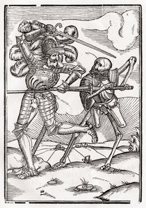 A halál jön a lovaghoz vagy grófhoz, a „Der Todten Tanz”-ból, Bázel, 1843 alkotó: Hans Holbein der Jüngere