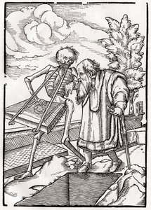 A halál jön az öregre, vagy a remetére, a „Der Todten Tanz”-ból, Bázel, 1843 alkotó: Hans Holbein der Jüngere
