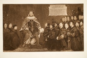 VIII. Henrik oklevelet ad a borbély-sebészeknek, 1543 körül, pub. 1902 (kollotípia) alkotó: Hans Holbein der Jüngere