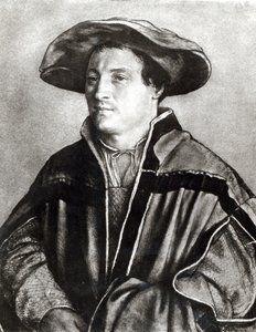 Egy vörös kalapos férfi portréja, 1530 körül (kréta és wc papíron) alkotó: Hans Holbein der Jüngere