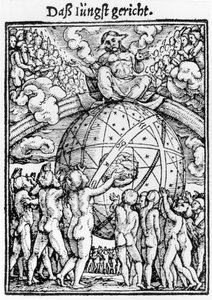 Az utolsó ítélet a „Haláltánc”-ból, Hans Lutzelburger metszete, 1538 körül alkotó: Hans Holbein der Jüngere