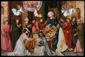 Dormition de la Vierge Marie - Szűz elszenderedése - Holbein, Hans, az idősebb (1465-1524) - 1492 - Olaj, fa - 150x 228,5 - Szepmuveszeti Múzeum, Budapest