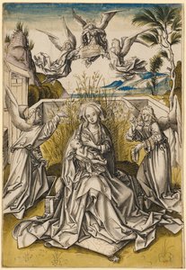 Madonna és angyalok egy tájban, 1500 körül alkotó: Hans Holbein the Elder