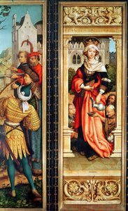 Magyar Szent Erzsébet (1207-31) jobb oldali tábla a Szent Sebestyén-triptichonból, 1516