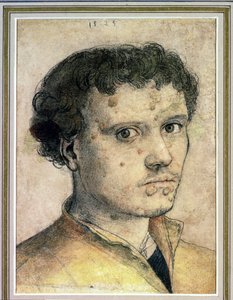 Egy fiatalember feje, 1523 (kréta, tinta és mosás papíron) alkotó: Hans Holbein der Jüngere