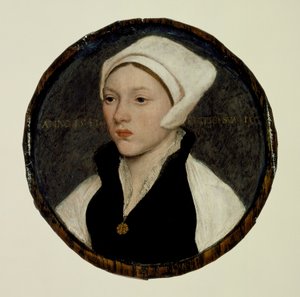 Fehér főkötős fiatal nő portréja alkotó: Hans Holbein the Younger