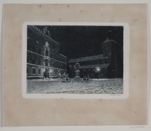A tér a St. Knud temploma Odensében. Este alkotó: Hans Julius Fæster