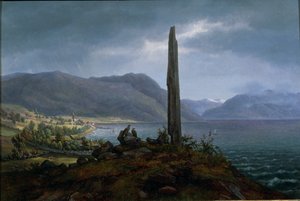 Frithjof emlékkő a Leikangeren, Balestrand hamarosan (olaj, vászon) alkotó: Hans Leganger Reusch