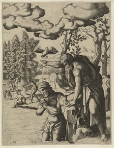 Krisztus keresztsége Keresztelő János élete (sorozat címe) alkotó: Hans Liefrinck (I) (attributed to)