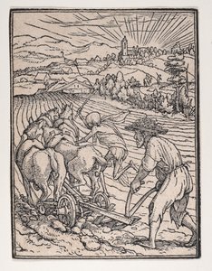 A paraszt vagy szántó, A haláltáncból, kb. 1526, megjelent 1538.