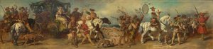 Az 1879-es felvonulás vázlata – Vadászcsoport zsákmánykocsival alkotó: Hans Makart