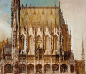 Gótikus Szent Mihály sírtemplom, oldalnézet alkotó: Hans Makart
