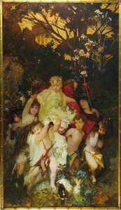Modern Amoretti, Triptichon, központi panel, 1868. alkotó: Hans Makart