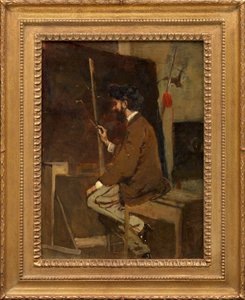 Hans Makart önarcképe festőállvány előtt alkotó: Hans Makart