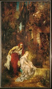 Sleeping Snow white ... (festmény vászonra) alkotó: Hans Makart