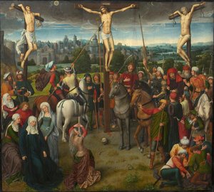 Kálvária-triptichon, központi tábla, 1480-as évek. alkotó: Hans Memling