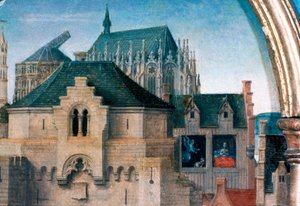 Szent Orsolya-szentély, indulás Kölnből, részlet, 1489 alkotó: Hans Memling