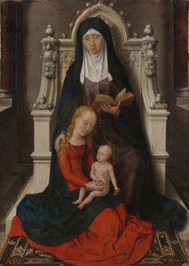 Egy diptichon egyik táblája: Szent Anna a gyermekeivel (az 5. leltári számú mű külső, leválasztott oldala) alkotó: Hans Memling