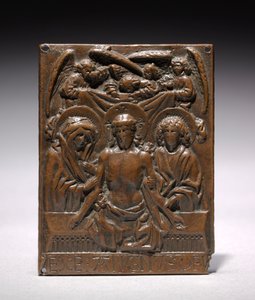 A halott Krisztus Szűz Mária és Szent János által támogatott, 1427-1467.