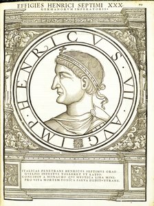 VII. Henrik, illusztráció a „Minden kelet és nyugat római császárai” című könyvből, Rudolph Wyssenbach fametszete, nyomta: Andreas Gesner, Zürich alkotó: Hans Rudolf Manuel Deutsch