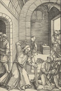 Krisztus megtisztítja a templomot, Urunk Jézus Krisztus szenvedésének tükréből, 1507 alkotó: Hans Schäufelein the Elder