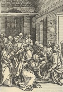 Szent Péter lábát mosó Krisztus, Urunk Jézus Krisztus szenvedésének tükréből, 1507 alkotó: Hans Schäufelein the Elder