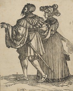 Balra sétáló pár VI, a The Wedding Dancers restrike-ből. alkotó: Hans Schäufelein the Elder