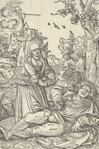 Pyramus és Thisbe, kb. 1509-10. alkotó: Hans Schäufelein the Elder