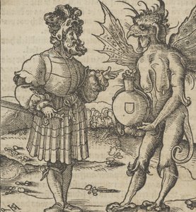 Az ördög mérget kínál a lovagnak, Hymmelwagen auff dem, wer wol leben..., 1517-ből.
