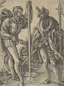 Két katona Lándzsával és Alabárddal beszélget, kb. 1515. alkotó: Hans Schäufelein the Elder