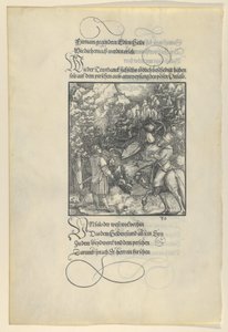 Az Unfalo, hogy Theuerdanckot csapdába essen egy vadászat során, Theuerdanckból, 1517. alkotó: Hans Schäufelein the Elder
