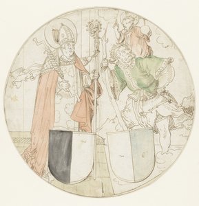 Szent Kristóf és Erasmus, mindegyikük címerrel alkotó: Hans Sebald Beham (possibly)